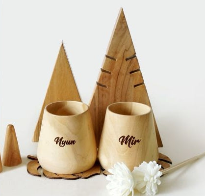 Teakwood Twin Cups Gift Set